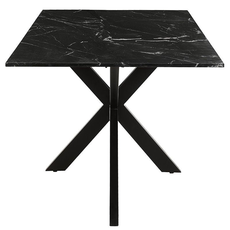 Table plateau marbre authentique et pied central noir - CASANO