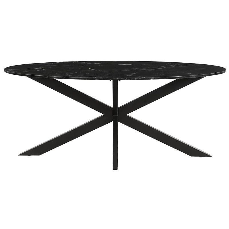 Table plateau marbre authentique et pied central noir - CASANO