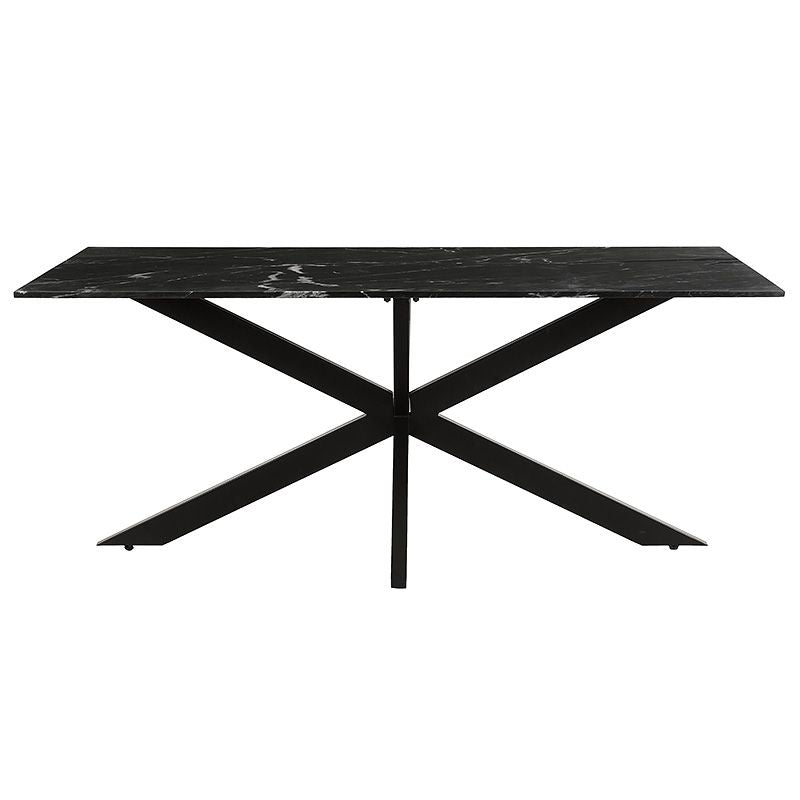 Table plateau marbre authentique et pied central noir - CASANO